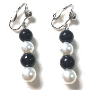 Handmade New Black & White Clip-On Earrings Women Gift